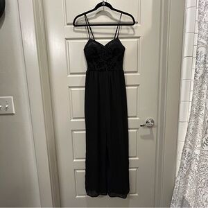 Band of Gypsies Black Textured Jumpsuit